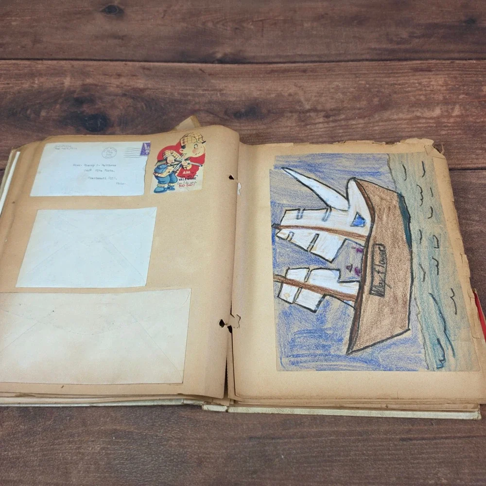 Vintage Scrapbook 1940s 1950s Ephemera Cincinnati Ohio Good Valentines Sports